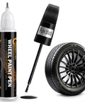 Black Rim Touch Up Paint Kit For Wheels 2 In 1 Wheel Paint For Rims Scratch Repair Pen Set Curb Rash Fix with wheel image