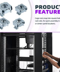 Top Tier Zinc Plated Carbon Steel Square Cage Nuts Assortment Features 10-32 12-24 1/4-Inch And 5/16-Inch Sizes for rack installation.