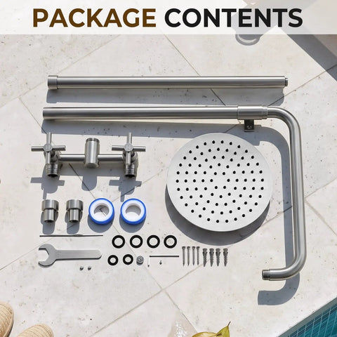 Built Like A Tank 316 Marine Grade Stainless Steel Wall Mount Outdoor Shower Kit Salt Resistant Heavy Duty Fixtures For Poolside Cleaning Patio Maintenance And Coastal Backyards