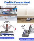 Cordless Vacuum Head Attachment For V7 To V15, Hassle-Free Anti-Tangle Motorhead With LED Light shown flexible under furniture