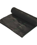 Commercial-Grade Weed Control Fabric 4 Ft By 250 Ft roll, black woven material with green lines, for garden ground cover projects.