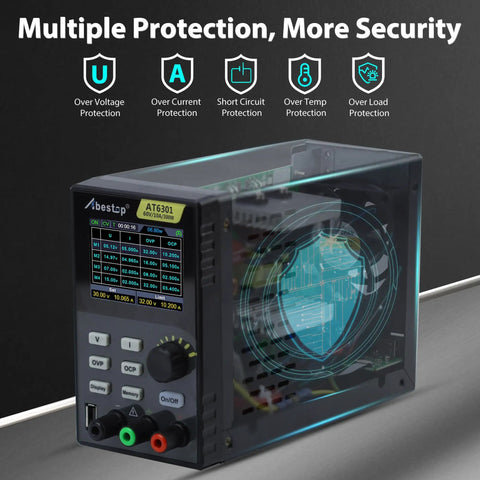 Beast 60V 10A Variable DC Power Supply with 300W Output, multiple protection features, and four-digit IPS display