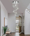 Spiral Crystal Chandelier Flush Mount With Raindrop Crystal Orbs Bangin Mini Ceiling Light Fixture 8 Inch in hallway