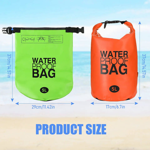 Ten Pack Waterproof Dry Bags 5L Ultralight Roll Top Storage Sacks With Adjustable Straps For Backpacking Kayaking Hiking Camping