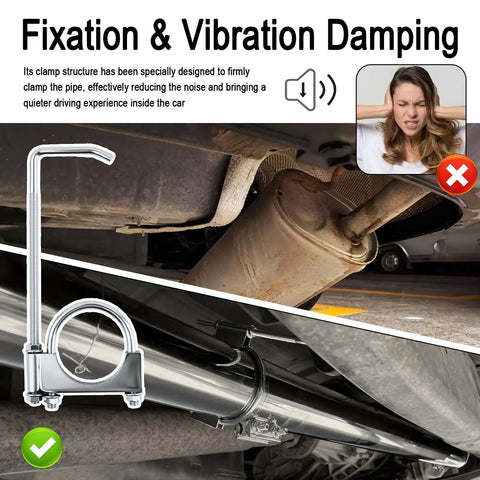 2.5 Inch Exhaust Clamps With Hanger For Car Exhaust System installation, showcasing pipe fixation and vibration damping.