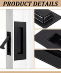 Two-Pack Sliding Pocket Door Handles In Black, Heavy Duty 304 Stainless Steel Recessed Flush Finger Pulls detail view
