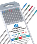 Pro Grade TIG Welding Tungsten Electrodes Set With Pure Cerium Lanthanated And Rare Earth Blend Seven Piece One Sixteenth Inch Mix Color Coded Red Green Gray Blue Turquoise All In One Pack
