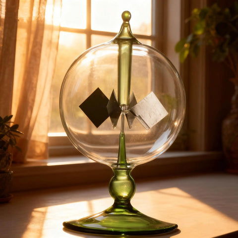 Green Solar Power Radiometer Glass Windmill Desk Decor That Spins With Light Crookes Radiometer Dope Gift For Home Office