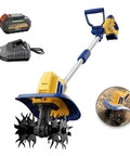 Cordless Garden Tiller Cultivator With 20V Battery, 270 RPM Rototiller, 48 steel tines, and 4.0Ah fast charger