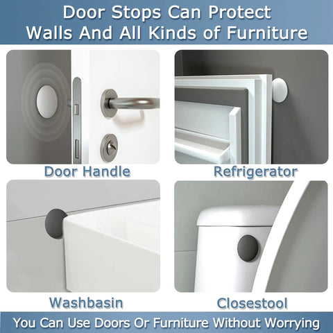 Heavy Duty Silicone Door Wall Protectors With Super Sticky Backing To Take The Heat From Swinging Doors And Keep Your Home From Getting Rattled By General Foot Traffic. Door stops protecting various furniture and surfaces.