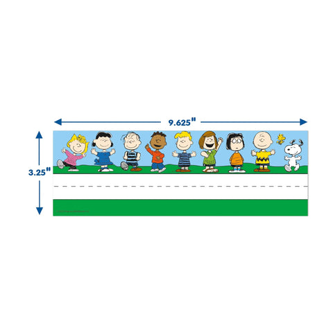 Peanuts Themed Tented Nameplates For Student Desks, 9.5 By 6.5 Inches, cartoon characters, dual sided visibility for names.