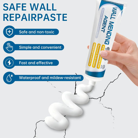Drywall Repair Kit With Scraper And Spackle Paste For A Quick Patch Fix, Wall Patch Repair Set being used on cracked wall