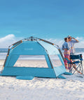 Pop Up Beach Tent For 3 To 4 People With Sandbags, Easy One Person Setup, Portable Sun Shade Canopy For Beach And Outdoor Use, UPF50+