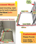 Slick Recessed Floor Hatch And Discreet Basement Entry Door For Storm Shelter Featuring Hella Sturdy Steel Build With Smooth Hydraulic Lift And Easy Grip Handle 52 By 29 Inch Crawl Space Access, 1.5mm thick frame with expansion screws.