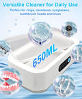Deep Clean Ultrasonic Jewelry Cleaner 48kHz Machine With 22oz 304 Stainless Steel Tank cleaning rings and dentures