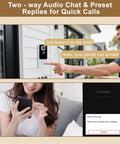 Person using 2K FHD Wireless Doorbell Camera With 180 Degree Head To Toe View No Sub Fees Battery Powered Two Way Talk Motion Alerts