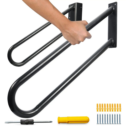 Sturdy 28 Inch Jamb Mounted Handrails 2 Pack U Shape Wall Mount For 1 To 3 Step Stairs Black Wrought Iron Porch Indoor Outdoor