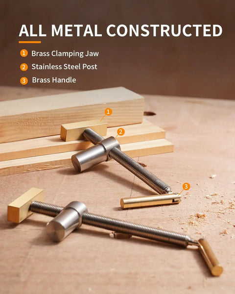 Three Quarter Inch Bench Dog Clamp Set For Woodworking Adjustable Workbench Stop Low Profile Clamp Kit For Fast Holddowns And Custom Bench Tops Ideal For Home Workshops And Professional Shops brass clamping jaw, stainless steel post