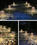 Cool Solar Lantern Lights For Hanging Or Table Outdoor Night Glow casting patterns on patio garden path