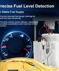 Close-up view of Direct Fit Electric Fuel Pump Module Assembly For Fusion 2013-2020 with fuel gauge background