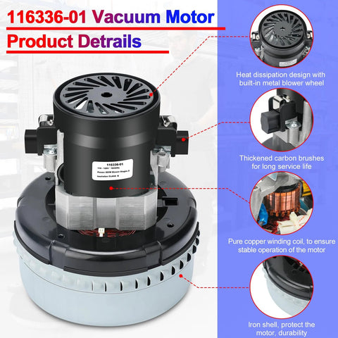 Atsmk 116336-01 120V vacuum motor, 2-stage, high-efficiency, 5.7-inch, includes gasket 566