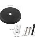 Matte Black Single Hole Bathtub Drain Overflow Plate With Solid Zinc Body And Matching Mounting Screws dimensions and parts layout.
