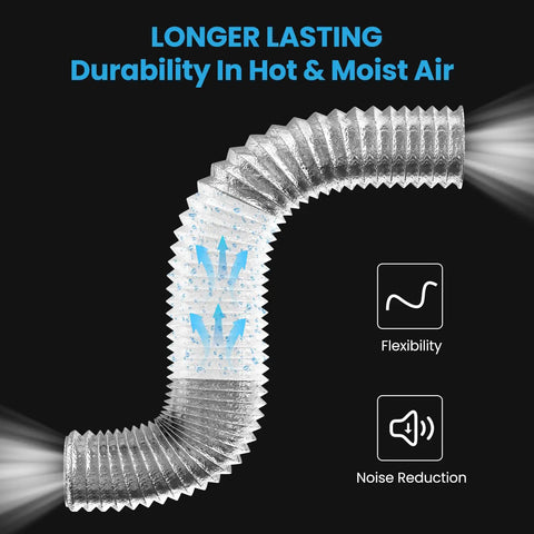 Go To 6 Inch Flexible Dehumidifier Duct Aluminum Foil Outlet showing durability and flexibility for crawlspace ventilation
