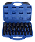 Open case of Beast 25 Piece Screw Extractor Set For Broken Screws And Bolts, Alloy Steel Remover Kit, showing 25 sizes