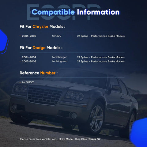 Compatible vehicle information for Pair Of New Rear Wheel Hub Bearing Assembly 5 Lug 27 Spline For Dodge Charger Magnum And Chrysler 300 2005 2009 Performance Brake Models OE 512301x2 Fits 2005 2008 Dodge.