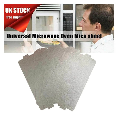 Microwave Waveguide Mica Sheets Set for safe microwave use, heat resistant cover plates, shown with product packaging in kitchen setting.
