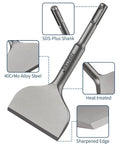 SDS Plus Tile Removal Cranked Bent Chisel Bit Three Inch Wide Six And A Half Inch Long For Rotary Hammer Drill, alloy steel details