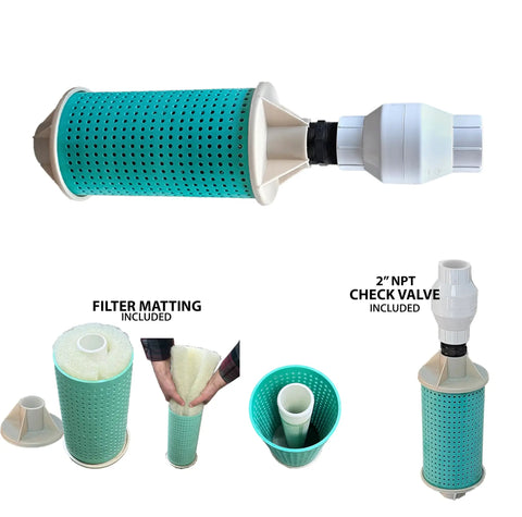 40 Gallon Big Foot Filter with reusable bulk filter matting for lake and pond irrigation pumps, PVC plastic, 40 GPM capacity