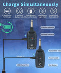 2.4GHz Wireless Guitar System With Plug And Play Rechargeable Transmitter And Receiver For Guitar Bass And Electric Instruments, charging setup