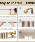 Modern Gold Curtain Rod Set Of 2 With 1 Inch Diameter Heavy Duty Curtain Rods Adjustable From 66 To 120 Inches installation steps