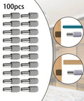 Image of 100 Pieces Cabinet Shelf Pins Hardware Supports Anti Slip Pegs For Laminate Cabinets featuring zinc alloy material with installation view
