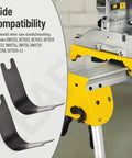 Heavy Duty Miter Saw Mounting Brackets Kit For Stand Compatibility With DW7231 DE7023 DE7033 DE7025 DWX723 DWX724 DWX725 DWX725B DW730 And More Quick No Sweat Install With No Special Tools N08736 N087366 N087367 N087369 N087371 attached to saw stand