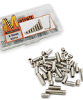 All In One Hex Socket Screws Set 50 Pcs Eight Size Assortment 1/4-20 Thread Cup Point Grub Screws 304 Stainless Steel With 1/4 Inch Allen Keys