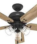 52 Inch Indoor Ceiling Fan With LED Light Kit Matte Black For Your Space Keeps It Chill In Bedroom Living Room Or Kitchen Pull Chain