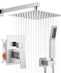 Brushed Nickel Shower Faucet Set With Easy Install Sleek Dual Handle Bath Shower Kit Durable Metal Construction Adjustable Flow