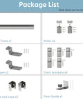 4 Ft Box Rail Exterior Barn Door Hardware Kit with 4FT track, rollers, stoppers, track brackets, end caps, and floor guide.