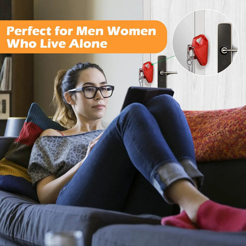 Person using Portable Door Lock For Travel And Home Security Easy Install Defender Latch For Hotels And Apartments Safe From Inside