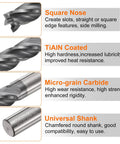 Carbide Square Nose End Mill Bit Eleven Thirty Second Inch Cut Diameter Four Flutes TiAlN Coated Milling Cutter details