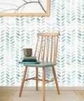 Green And White Peel And Stick Wallpaper Boho Herringbone Self Adhesive Contact Paper For Cabinets And Walls Waterproof Removable