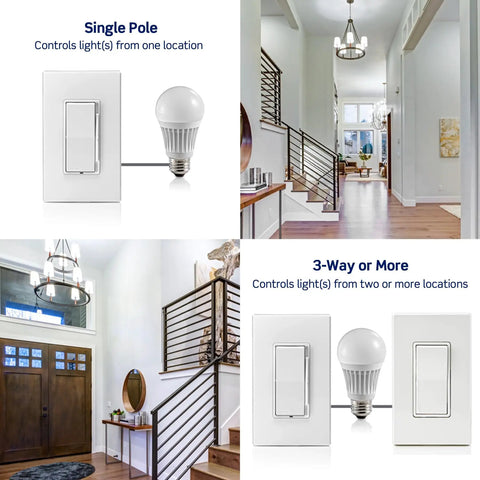 Decora Slide LED Dimmer Switch for 150W dimmable LED halogen and incandescent bulbs, single pole and 3-way control setup