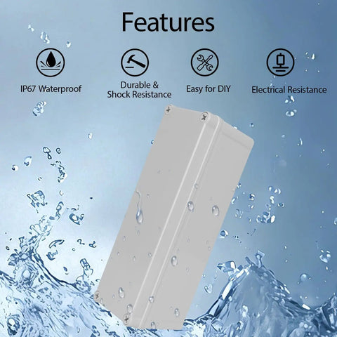 Outdoor IP67 Junction Box With Mounting Plate 9.8 By 3.3 By 3.1 Inches ABS Plastic Project Box DIY Electrical Enclosure Gray Built Tough Weatherproof Dustproof For Outdoor Use And Safe Electrical Projects, IP67 waterproof