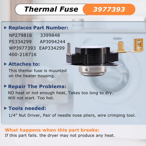 Dryer Repair Kit With Cycling Thermostat High Limit Thermostat And Thermal Fuses DIY Friendly Replaces 3387134 3392519 3977393