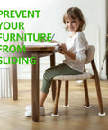 Straight Up Floor Savers Round Rubber Furniture Caster Cups 12 Piece Set Clear Non Slip Chair Coasters under a child's chair.