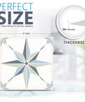 Talavera Tile Sticker Set 24 Pack Peel And Stick Wall Decals showing 4x4 inch star tile pattern with thickness detail