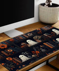 Cute Vintage Gothic Desk Pad XXL Mouse Pad For Large Desks, Dark Academia Themed Extended Keyboard Mat With Stitched Edges