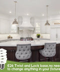 Soft White 2700K E26 Spiral CFL Light Bulbs 13W 60W Equivalent, 1040 Lumens, kitchen lighting setup, 3 Pack for home use